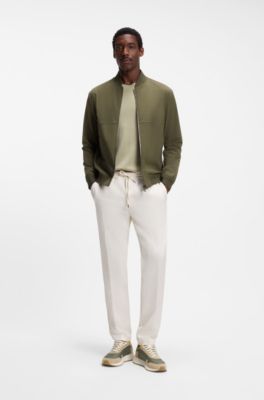 Lace-up trainers in lightweight fabric with suede trims, Light Green