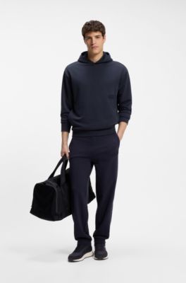 Lace-up trainers in lightweight fabric with suede trims, Dark Blue