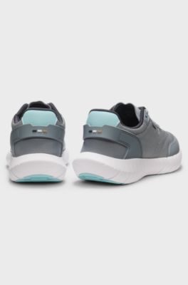 Running trainers with leather trims, Grey