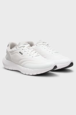 Running trainers with leather trims, White