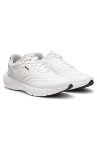 Running trainers with leather trims, White