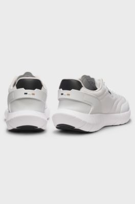 Running trainers with leather trims, White