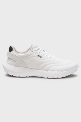 Running trainers with leather trims, White