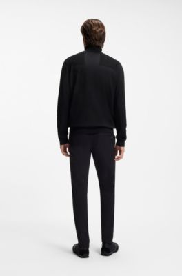 Wool-blend rollneck sweater with structured details, Black