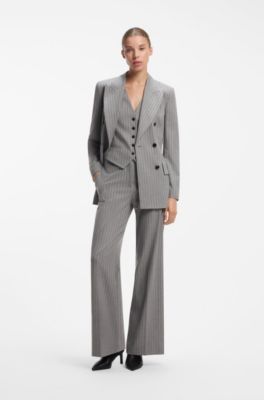 Regular-fit hourglass blazer in pinstripe fabric, Grey Patterned