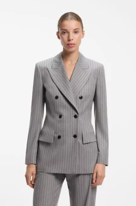 Regular-fit hourglass blazer in pinstripe fabric