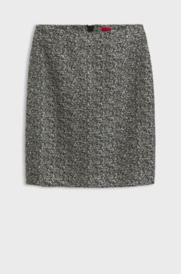 Slim-Fit Bleistiftrock mit Fischgr&auml;tmuster, Gemustert