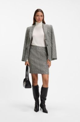 Gonna a tubino slim fit con motivo a spina di pesce, A disegni