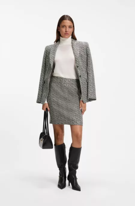 Slim-fit pencil skirt with herringbone pattern
