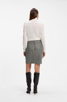 Gonna a tubino slim fit con motivo a spina di pesce, A disegni
