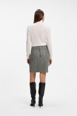 Hugo Slim-fit pencil skirt with herringbone pattern midikjolar – bild 2