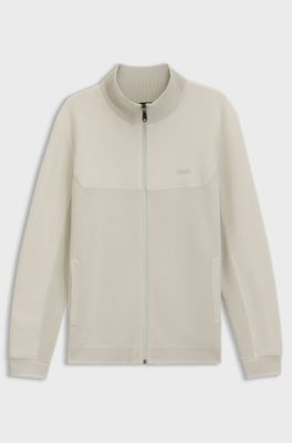 Hybrid zip-through jacket in stretch fabric, Light Beige