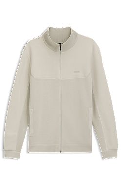 Hybrid zip-through jacket in stretch fabric