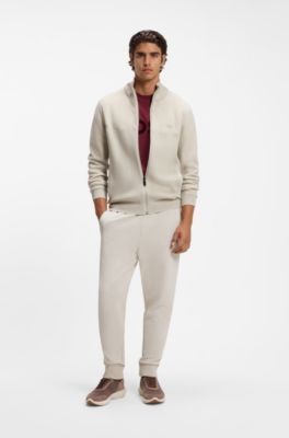Hybrid zip-through jacket in stretch fabric, Light Beige