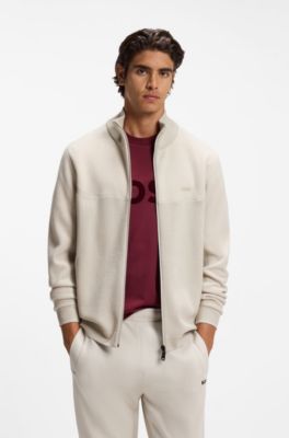 Hybrid zip-through jacket in stretch fabric, Light Beige
