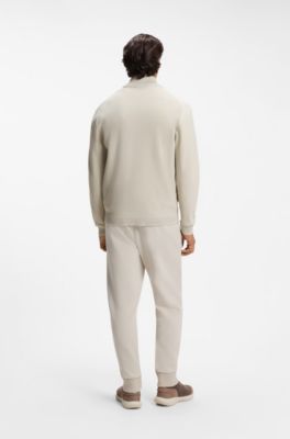 Hybrid zip-through jacket in stretch fabric, Light Beige