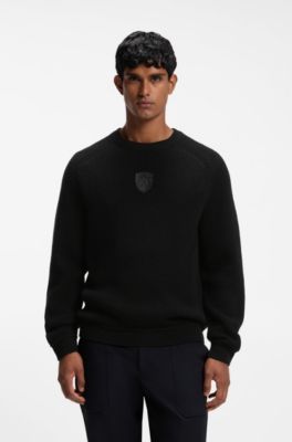 Porsche x BOSS Signature Edition-trui van scheerwol, Zwart