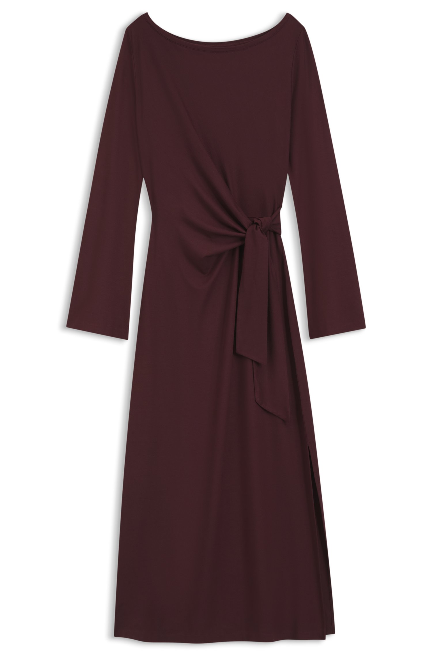 Boss Long-sleeved jersey maxi dress with tie waist klänningar dam – bild 3