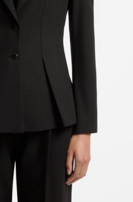 Regular-fit blazer with pleated peplum hem, Black