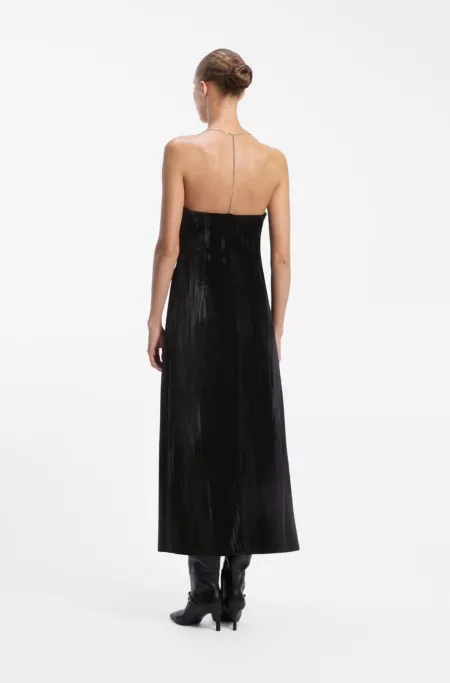 Maxikleid aus Samt mit Neckholder-Kettenträgern