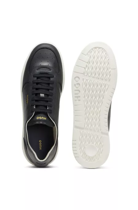 Leather trainers with gold-tone logo