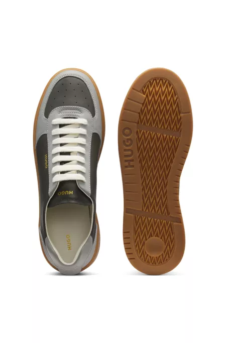 Leather trainers with gold-tone logo