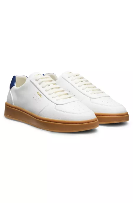 Leather trainers with gold-tone logo