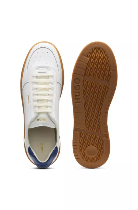 Leather trainers with gold-tone logo