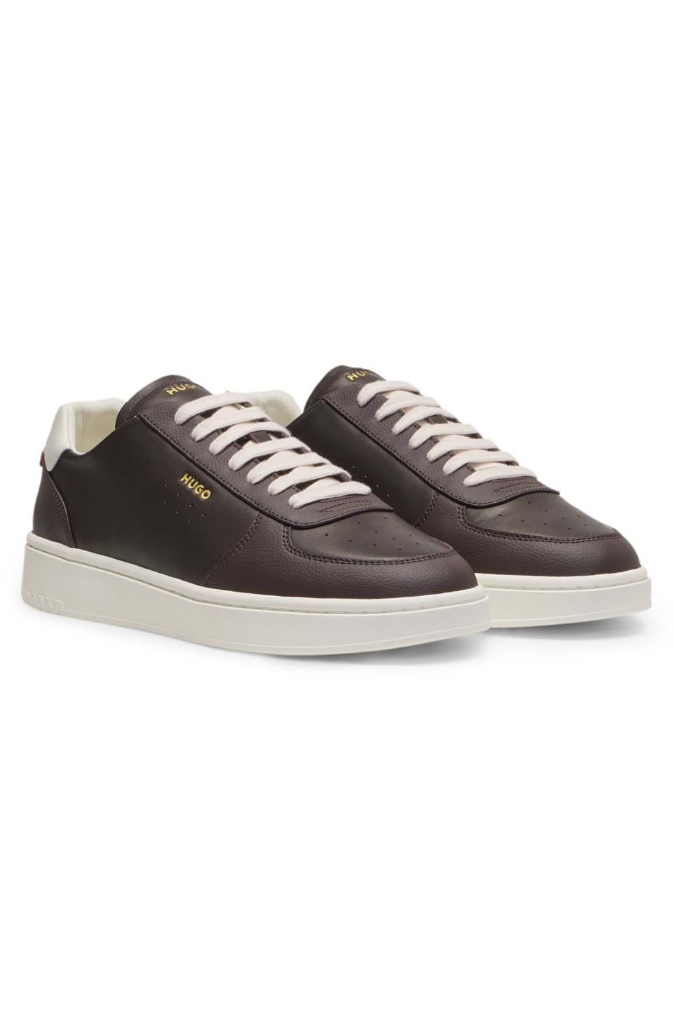 Leather trainers with gold-tone logo