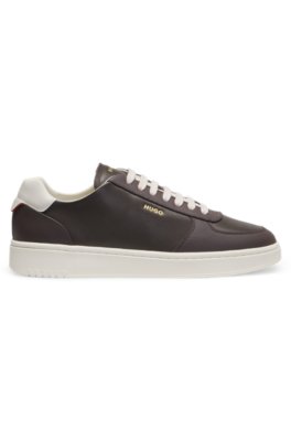 Hugo Leather trainers with gold-tone logo låga sneakers herr – bild 3