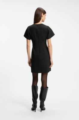 Sequin-trim evening dress, Black