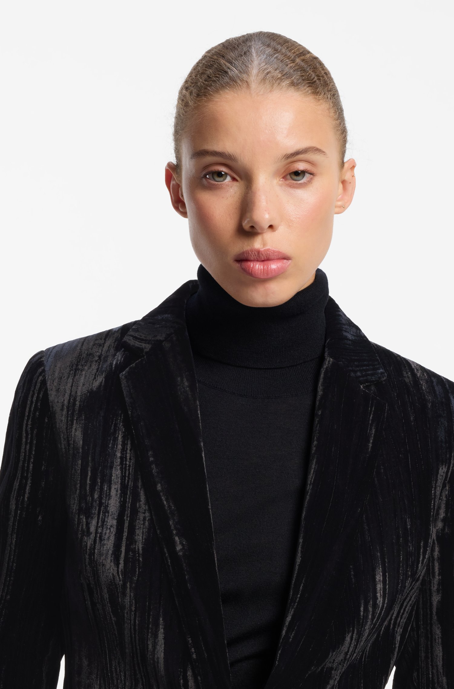 Hugo Single-button velvet blazer in a regular fit dam – bild 3