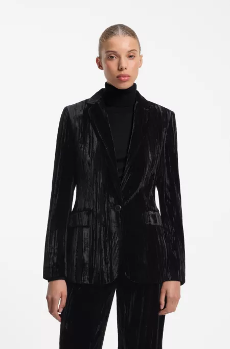 Regular-Fit Blazer aus Samt mit einem Knopf