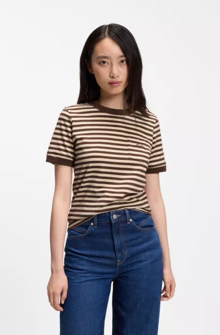 Striped cotton T-shirt with chest pocket