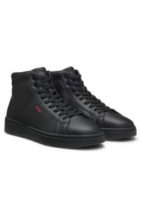 High-top trainers in faux leather, Black