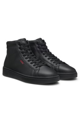 High-top trainers in faux leather