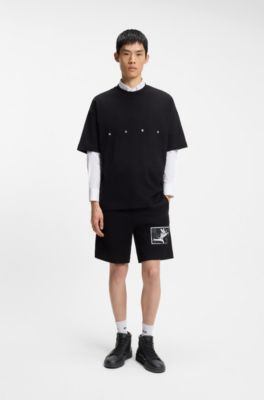 High-top trainers in faux leather, Black