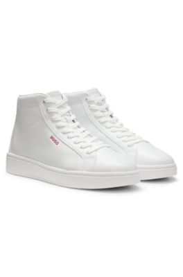 High-top trainers in faux leather, White