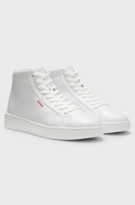 High-top trainers in faux leather, White
