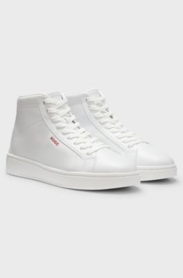 High-top trainers in faux leather, White