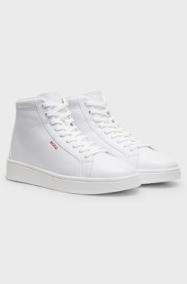 High-top trainers in faux leather, White