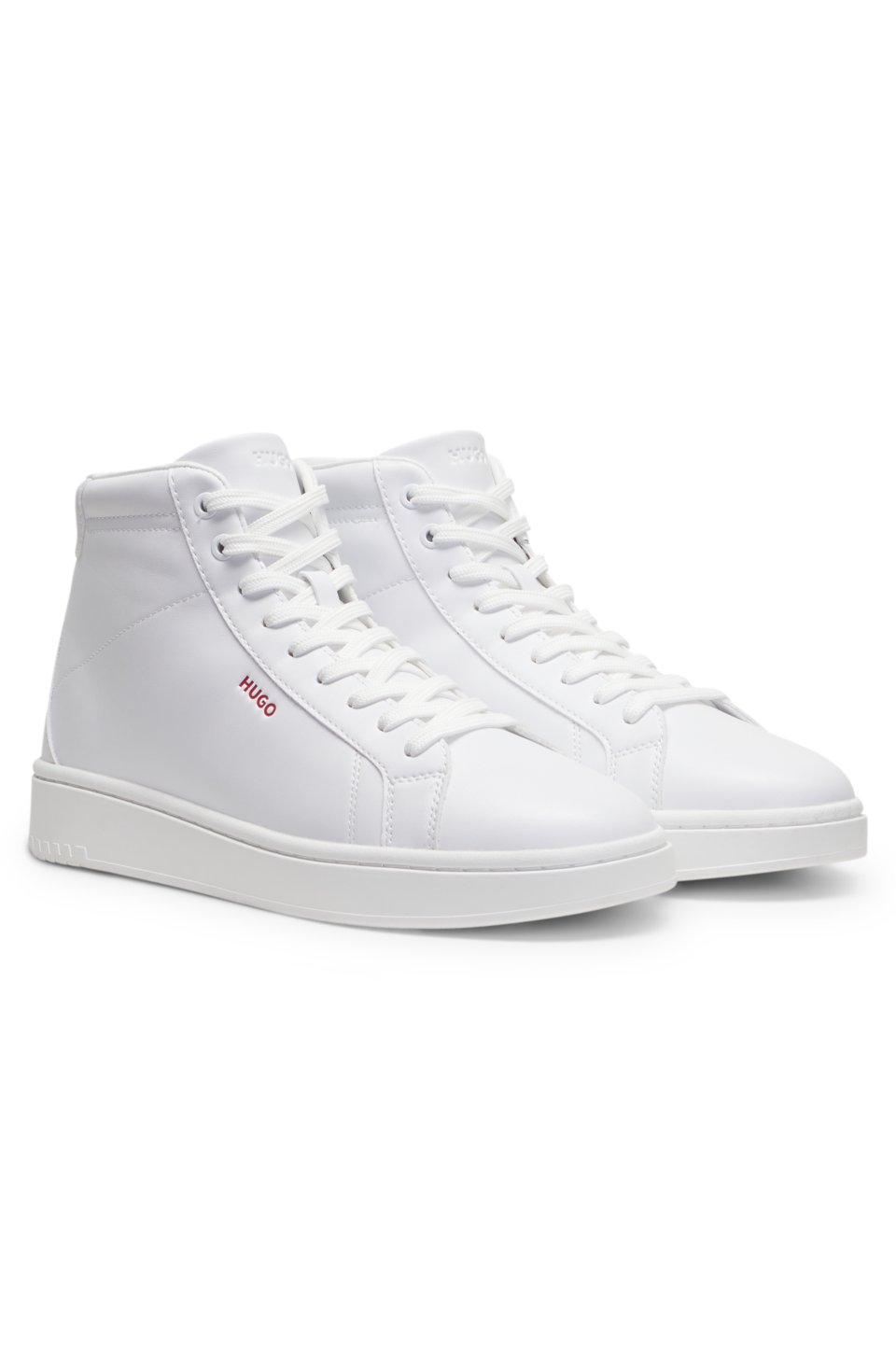 High-top trainers in faux leather
