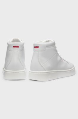 High-top trainers in faux leather, White