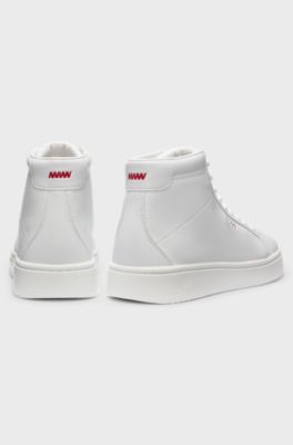 High-top trainers in faux leather, White