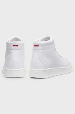 High-top trainers in faux leather, White