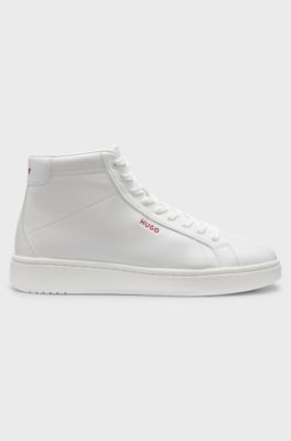 High-top trainers in faux leather, White