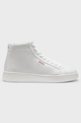 High-top trainers in faux leather, White