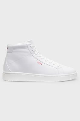 High-top trainers in faux leather, White