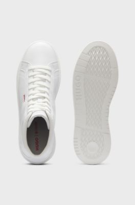 High-top trainers in faux leather, White