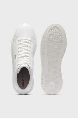 High-top trainers in faux leather, White